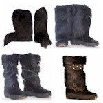 Choose from four different styles of black real fur boots. Your feet will be toasty warm all winter long.