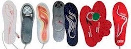 Heated insole comparison chart for ski boot heater systems