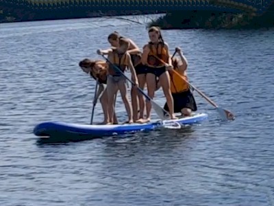 Paddleboard for six people.